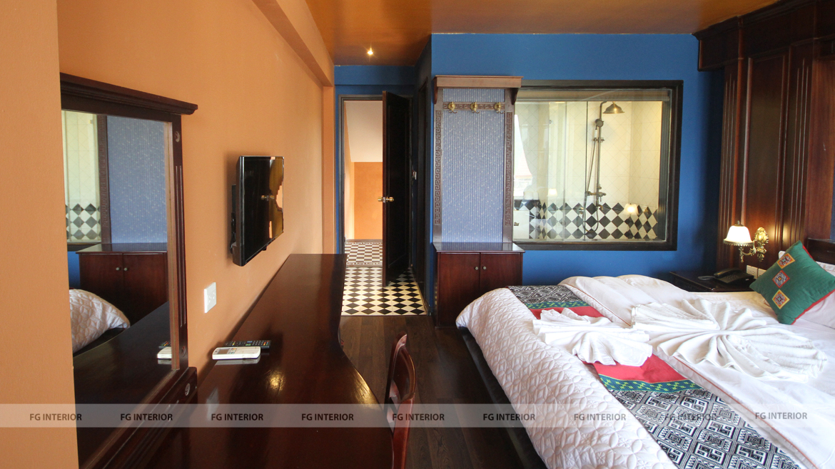 Thiết kế nội thất Pearl Hotel tân cổ điển kết hợp với phong cách phối màu color block 