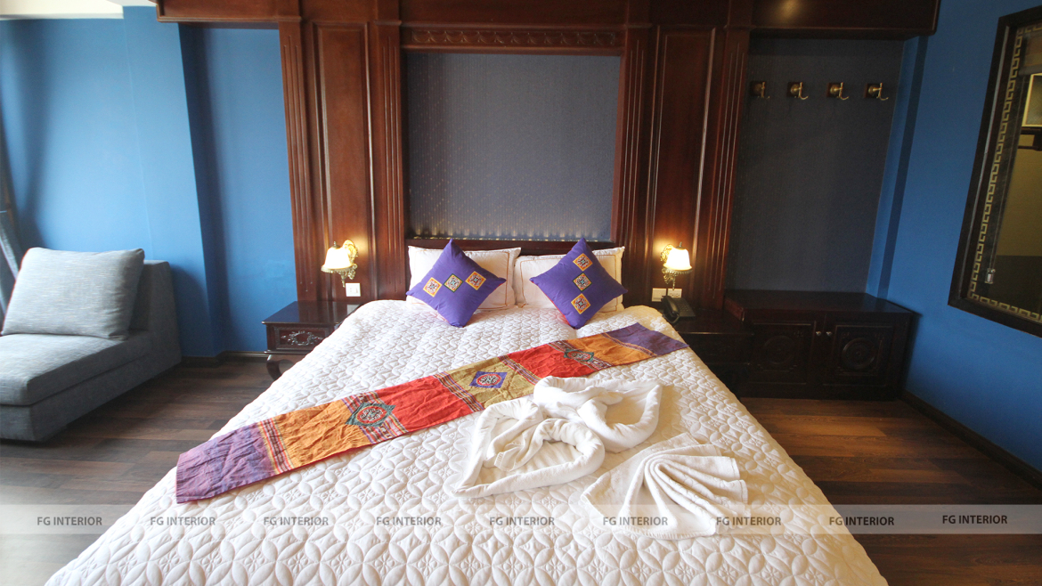 Thiết kế nội thất Pearl Hotel tân cổ điển kết hợp với phong cách phối màu color block 