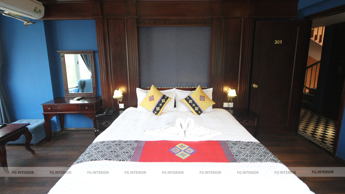 Thiết kế nội thất Pearl Hotel tân cổ điển kết hợp với phong cách phối màu color block 