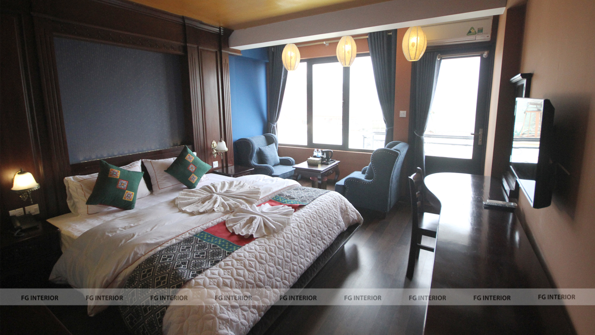 Thiết kế nội thất Pearl Hotel tân cổ điển kết hợp với phong cách phối màu color block 