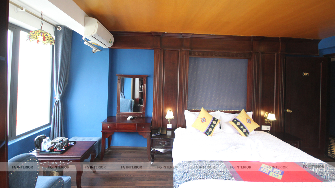 Thiết kế nội thất Pearl Hotel tân cổ điển kết hợp với phong cách phối màu color block 